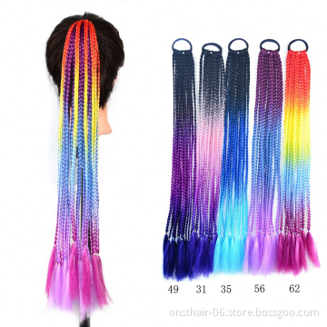 Ponytail Hairpiece With Rubber band hair ring Chignon 24 inch Crochet Jumbo Braid Synthetic Hair Ponytail Hair Extension